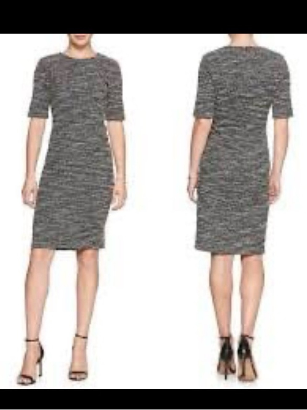 Mlle Gabrielle Dress size XL Midi Straight 3/4 Sleeves Sweater Stretchy Knit